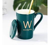 JIUJ Initial Mug Letter Cup Fine Bone Porcelain Cup for Home, Office & Personalised Gifts (W)