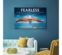 JIUJIUJIU Inspirational Motivation Wall Art Painting Mural Swimming Exercise Prints & Poster Canvas Pictures Artwork For Office Gym Decor,50 * 75cm,Unframed
