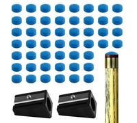 Jiujuda9 50 Pcs Pool Cue Tips, Snooker Cue Tips 10mm, Leather Blue Diamond Pool Tips Snooker Tips Billiard Tips Pool Stick Replacement Tips for Pool Cues Snooker Accessories, with 2 x Trimmers