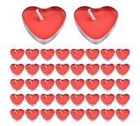 Jiujuda9 50 Pcs Red Tealight Candles, Heart Shaped Tea Lights Candles, Small Romantic Love Candle for Weddings Celebration Party Favors Valentine's Day Decorations