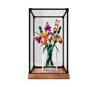 JIULIN Acrylic Display Box Compatible with LEGO 10280 Flower Bouquet Roses, Dustproof, Transparent, Tabletop Mount, Clear with Black Frame