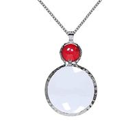 Jiulory Magnifying Glass Pendant, Long Chain Monocole Glass Lens Magnifier Necklace Mama Necklace Collar for Women for Library,Reading,Zoom,Jewelry,Craft Needlework…