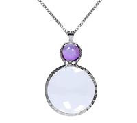 Jiulory Magnifying Glass Pendant, Long Chain Monocole Glass Lens Magnifier Necklace Mama Necklace Collar for Women for Library,Reading,Zoom,Jewelry,Craft Needlework…