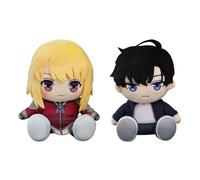 Jiumaocleu 2pcs Anime Sung Jin Woo Soft Figure Cha Hae-In Soft Stuffed Pillow Doll 21cm Anime Merch Furry Car Home Sofa Decoration Collectibles Gifts