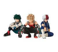 Jiumaocleu 3PCS MHA Statue Todoroki Shouto Figurine 10CM PVC Sculpture Bakugou Katsuki Statue Midoriya Izuku Figurine Collections Desktop Decoration