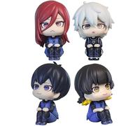 Jiumaocleu 4PCS BLUE LOCK Figure, Q Version Handheld Anime Figure Isagi Yoichi Figure Model, Chigiri Hyoma Cake Topper, Nagi Seishiro Clay Man, BACHIRA MEGURU Action Figure Handmade Collectible