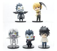 Jiumaocleu 5Pcs/Set Death Note Figure - Q Ver Mini Ryuuku Figure Model Light Yagami Statue Toy Set Cake Topper Figure, Handmade Collection Gifts for Fans