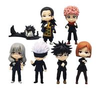 Jiumaocleu 7PCS Anime JJK Figure Set Gojo Satoru Figures Model 7-11cm Geto Suguru/Itadori Yuji/Mahito Cake Toppers Fushiguro Toji Action Figurine Model Collectible Desktop Anime Merch Gifts