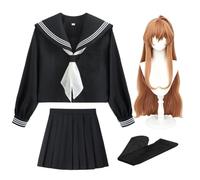 Jiumaocleu Anime AisakaTaiga Cosplay Black Sailor Suit Uniform Full Set | AisakaTaiga Costume with Wig, Game Girl AisakaTaiga Dress Women, Halloween Carnival Party Dress Up