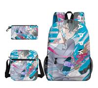 Jiumaocleu Anime Backpack 3pcs Set Luka/Ivan Backpack Anime Mizi Pencil Case Till/SUA Shoulder Bag 3D Print Cartoon School Bag Laptop Bag for Boys and Girls