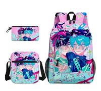 Jiumaocleu Anime Backpack 3pcs Set Luka/Ivan Backpack Anime Mizi Pencil Case Till/SUA Shoulder Bag 3D Print Cartoon School Bag Laptop Bag for Boys and Girls