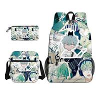 Jiumaocleu Anime Backpack 3pcs Set Luka/Ivan Backpack Anime Mizi Pencil Case Till/SUA Shoulder Bag 3D Print Cartoon School Bag Laptop Bag for Boys and Girls
