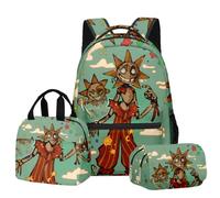 Jiumaocleu Anime Backpack Three Piece Set, Anime Pencil Case + Shoulder Bag + Lunch Pack, 3D Print Cartoon Stationery Bag for Kids Teens