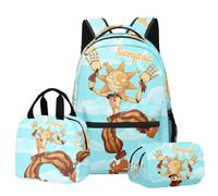 Jiumaocleu Anime Backpack Three Piece Set, Anime Pencil Case + Shoulder Bag + Lunch Pack, 3D Print Cartoon Stationery Bag for Kids Teens