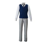 Jiumaocleu Anime BEASTARS legoshi Cosplay Costume with Wolf Mask, Full Set of Outfits Suit Shirt Vest Trousers Halloween Party Derss up for Fans