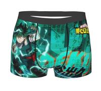 Jiumaocleu Anime MHA Men's Boxer Briefs Cartoon Underpants Microfiber Soft Stretch Midoriya Izuku 3D Printed Underwear for Kids and Adults