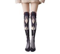 Jiumaocleu Anime My Dress-Up Darling Stockings for Women, Anime Socks Tight Socks Kitagawa Marin Printed Silk Stockings Thigh High Knee Elastic Slim Stockings Schoolgirl Cosplay Costume (Type 4)