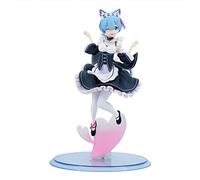 Jiumaocleu Anime Rem Figure Statue, 22cm Maid Ver Remu Figure Model Cartoon Character Sculpture Toys Handmade Collectible Desktop Decoration for Fans