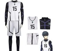 Jiumaocleu Blue Lock Cosplay Costume Outfit - Anime Blue Lock Merch No.15 Cosplay Football Jersey Sportswear Uniform Tracksuit Training Suits Party Dress Up Full Set for Teens Adults