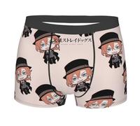Jiumaocleu Bungo Stray Dogs Men's Boxer Briefs BSD Underpants Microfiber Soft Stretch Anime 3D Printed Underwear for Kids and Adults