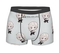 Jiumaocleu Bungo Stray Dogs Men's Boxer Briefs BSD Underpants Microfiber Soft Stretch Anime 3D Printed Underwear for Kids and Adults