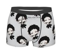 Jiumaocleu Bungo Stray Dogs Men's Boxer Briefs BSD Underpants Microfiber Soft Stretch Anime 3D Printed Underwear for Kids and Adults