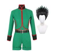 Jiumaocleu GON·FREECSS Cosplay Costume for Men, Green Uniforms Jacket Shorts Full Set, GON·FREECSS Wig Outfit Role Playing for Halloween