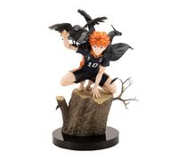 Jiumaocleu Haikyuu Hinata Shoyo Figure Statue, 23 cm Anime Action Figure Squats On The Stump And Holds Crows Scene Sculpture Handmade Desk Figure Collector's Gift