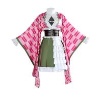 Jiumaocleu Kanroji Mitsuri Cosplay Costume Outfit Anime Kanroji Mitsuri Uniform Full Set Halloween Carnival Dress Up Suit with Wig for Women