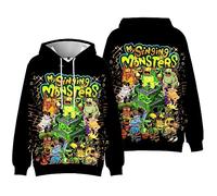 Jiumaocleu My Singing Monsters Pullover Hoodie - Anime Game Print Long Sleeve Hooded Drawstring Sweatshirt with Front Pocket Tops for Unisex Kids Teens