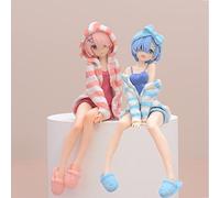 Jiumaocleu Rem and Ram Figure Statue Figure Model Remu and Ramu Sitting Pose Sculpture Desktop Decoration Christmas Birthday Gifts for Boys Girls
