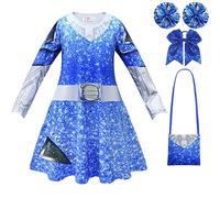 Jiumaocleu Zombies 3 Costume, Zombies Cheerleader Costume for Kids, Addison Alien Cosplay Dress for Girls Cheerleader Outfit Zombie School 3 Cosplay Costume for Halloween Party