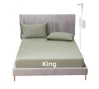 JIUMIWA Grounding Sheet King Size with 15ft Cord, 90% Organic Cotton + 10% Silver Fiber, Conductive Earthing Bed Sheets for Better Sleep and Wellness (Green, King - 76"x80"x13")