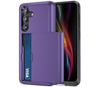 Jiunai Galaxy S23 FE Wallet Case with Card Holder 6.4 inches Display Dual Layer Heavy Duty Protective Shockproof Slide Credit Card Pocket Wallet Case for Samsung Galaxy S23 Fan Edition 2023 Purple