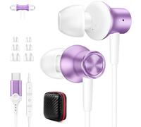Jiunai USB C Headphones for iPhone 16 Pro Max Type C Wired Earbuds with Mic in Ear Magnetic Noise Isolation Stereo AUX Audio Corded Earphones for Samsung S25 S24 iPhone 15 Plus 16e Pixel 10 Purple