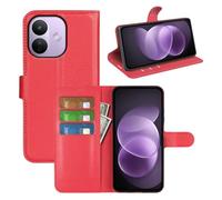 JIUNINE Wallet Flip Case for Redmi Note 17 Pro Max/Plus 5G, Red | Lychee Grain Synthetic Leather, Card Slots, Magnetic Closure, Foldable Kickstand, TPU Inner Shell, Shockproof