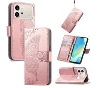 JIUNINE Wallet Leather Flip Case for Honor 600 5G, Rosegold