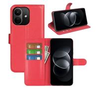 JIUNINE Wallet Leather Flip Case for XIAOMI Redmi Note 17 Pro 5G, Red | Lychee Grain Synthetic Leather, Card Slots, Magnetic Closure, Foldable Kickstand, TPU Inner Shell, Shockproof