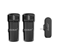 JIUOKAY 2 Pack Wireless lavalier Microphone for Samsung Galaxy Tab Phones, iPhone Microphone for Video Recording Interview Podcast Vlog Zoom Facebook TikTok (Android, Black)