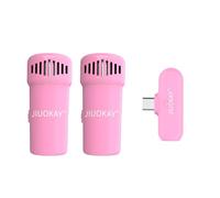 JIUOKAY 2 Pack Wireless lavalier Microphone for Samsung Galaxy Tab Phones, iPhone Microphone for Video Recording Interview Podcast Vlog Zoom Facebook TikTok (Android, Pink)