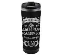 JiuPopular 13oz/380ml Stainless Steel Insulated Travel Coffee Cup, Cat Skull Head Witch Board Black Gothic Travel Mug with Leakproof Lid, Non-Slip Bottom