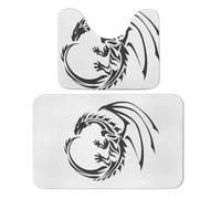 JiuPopular Bathroom Mat, Flying Dragons Bath Mats Set of 2, Absorbent Soft 1 Bathtub Rug And 1 U Shape Toilet Mat