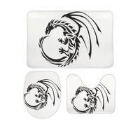 JiuPopular Bathroom Mat Sets 3 Piece, Flying Dragons Bath Mat And Toilet Mat Set, Non-Slip Toilet Mat for Bathroom, Toilet