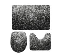 JiuPopular Bathroom Mat Sets 3 Piece, Shiny Silver Glitter Bath Mat And Toilet Mat Set, Non-Slip Toilet Mat for Bathroom, Toilet