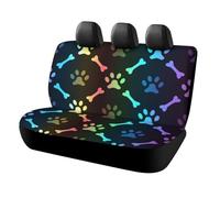 JiuPopular Car Back Seat Cover, Colorful Bones And Paw Car Seat Cover, Universal Seat Covers Set for Most Cars Trucks SUVs