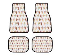 JiuPopular Car Mats Set of 4, Colorful Ice Cream Car Floor Mats, Universal Floor Mats for Auto, SUV Trucks