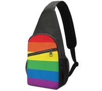 JiuPopular Chest Bag, Rainbow Peace Love Sling Bag, Crossbody Bag Casual Daypack for Men Women