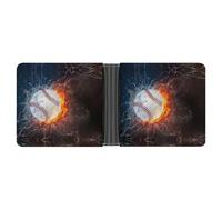 JiuPopular Coin Pocket, Baseball Ball Leather Wallet, Bifold Credit Card Leather Slim Purse