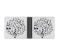 JiuPopular Coin Pocket, Music Notes Leather Wallet, Bifold Credit Card Leather Slim Purse