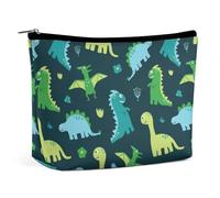 JiuPopular Cosmetic Bag, Blue Background with Dinos Makeup Bag, Portable Toiletry Bag with Zipper for Daily Use, Travel